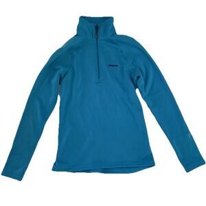 Patagonia Thermal Tools Fleece Womens XS Turquoise Blue Lightweight Quarter Zip